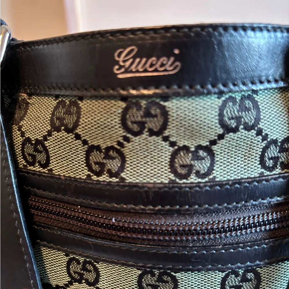 Authentic Gucci Abbey D-Ring GG Monogram Canvas and Leather Tote Bag - Green/blk - Picture 2 of 14